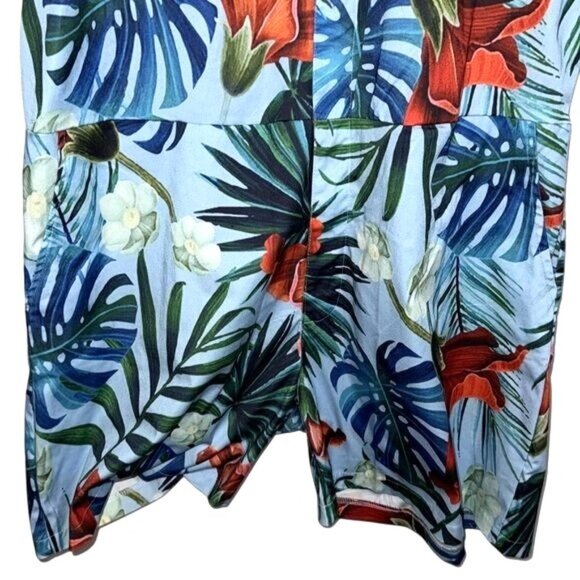 Mens Tropical Short-Sleeve Zippered Romper 2XL Cotton & Spandex Pre-Shrunk Flora - Picture 4 of 11